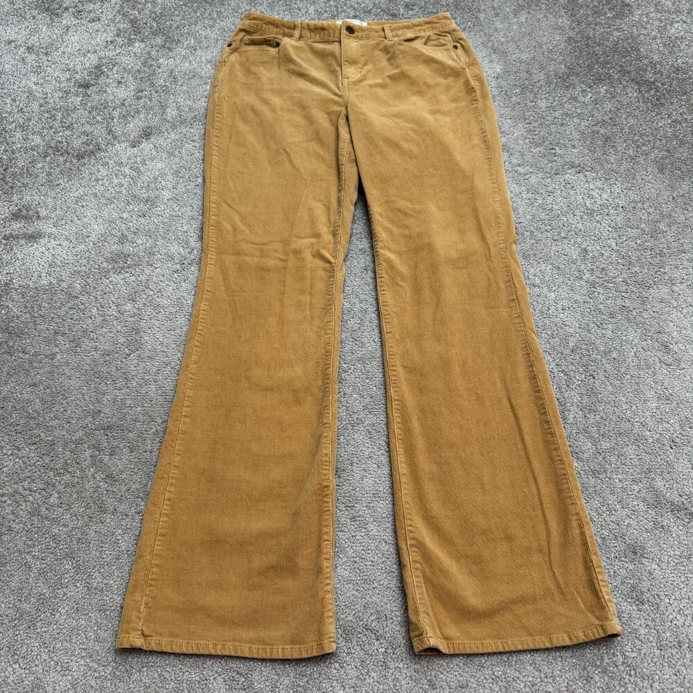 Coldwater Creek Flare Bootcut Corduroy Pants Womens 6 Tan Brown Stretch Bohemian